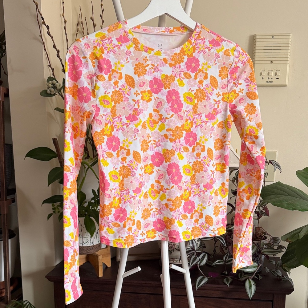 GAP Kids Floral Rashguard - Pink and Orange